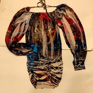 Backless mini sheer dress